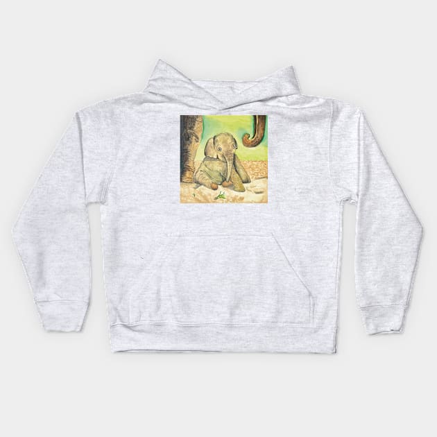 Baby Elephant Kids Hoodie by ElizaC